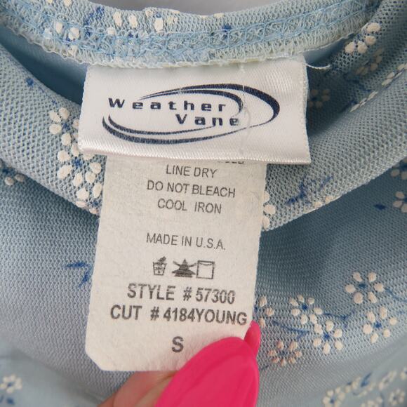 Y2k 2000s Vintage Weather Vane Light Blue Floral Spaghetti Strap Dress Small - Picture 5 of 7
